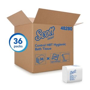 48280 - PAPIER HYGIÉNIQUE EN FEUILLE 2 PLIS - 36 PQT - 250 FEUILLES