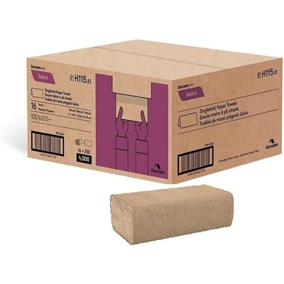 Pli simple 2 plis Decor brun feuilles16 x 250 (H165)(E) Pli simple 2 plis Decor brun feuilles16 x 250 (H165)(E)